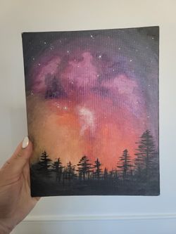 Forest Night Sky Painting