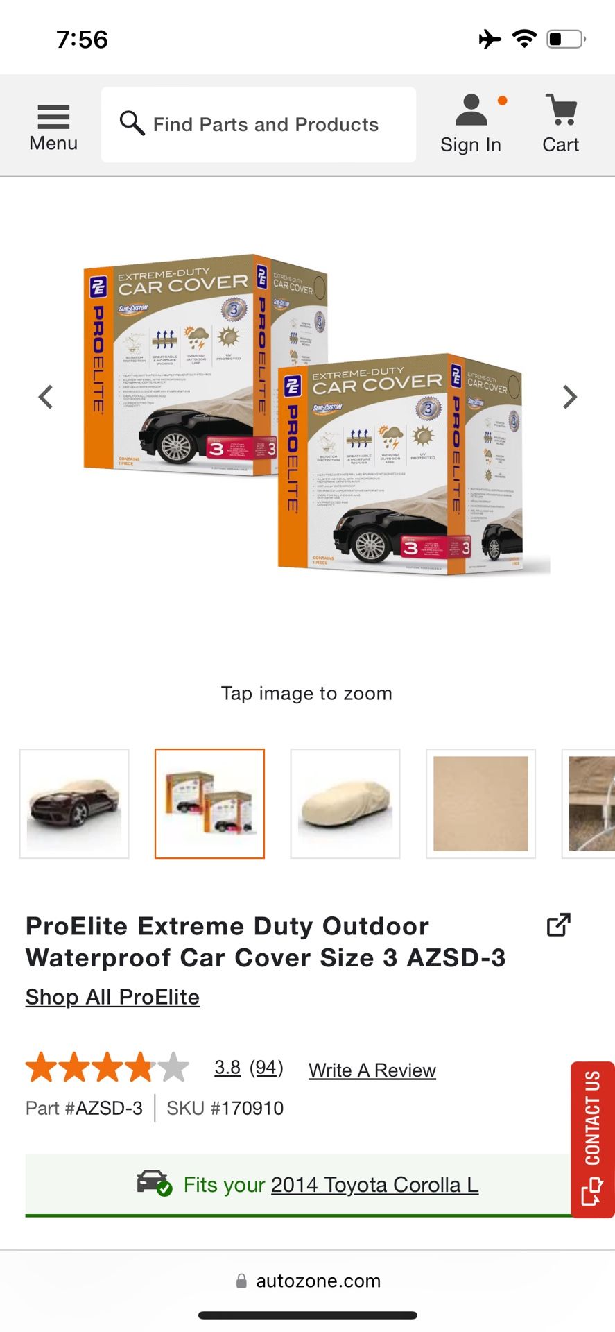ProElite Extreme Duty Outdoor Waterproof Car Cover Size 3 AZSD-3
