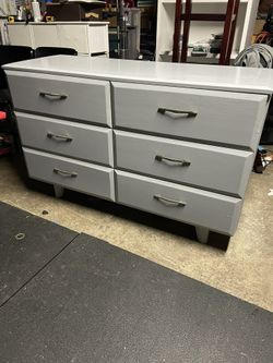 Nice Gray Wood Dresser With  6 Drawers 