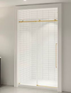 Shower door 48x74 in in brushed gold
