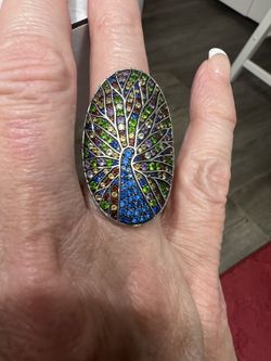 Ladies ring size 7 Sterling Silver peacock 