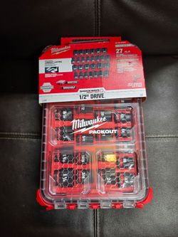 Milwaukee SHOCKWAVE Impact-Duty 1/2 in. Drive Metric and SAE Standard Impact PACKOUT Socket Set (27-Piece)