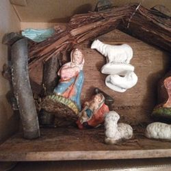 Christmas Nativity Scene And Manger 