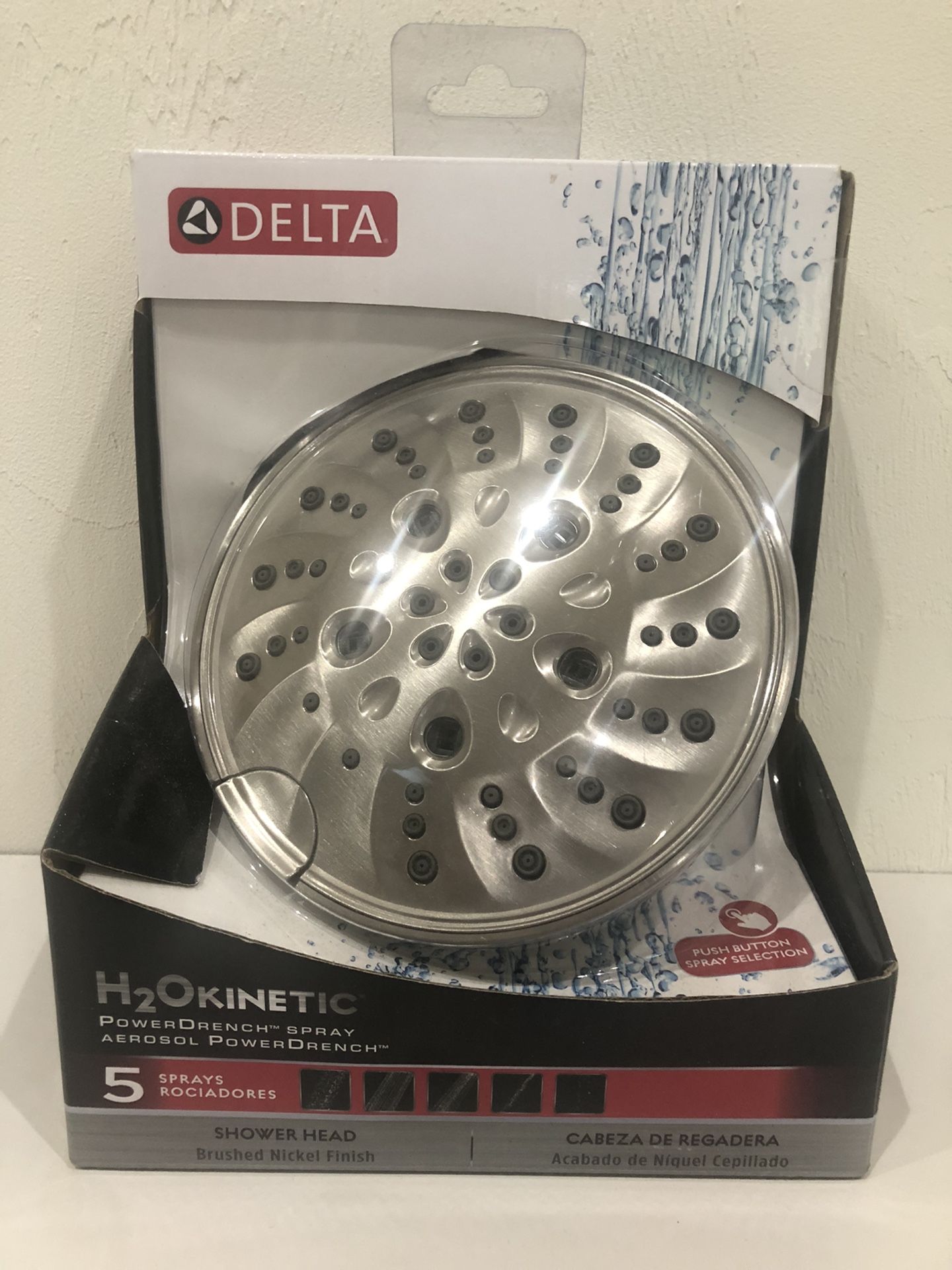 DELTA Shower Head 75577SN H2Okinetic 5-Setting Brushed Nickel NEW