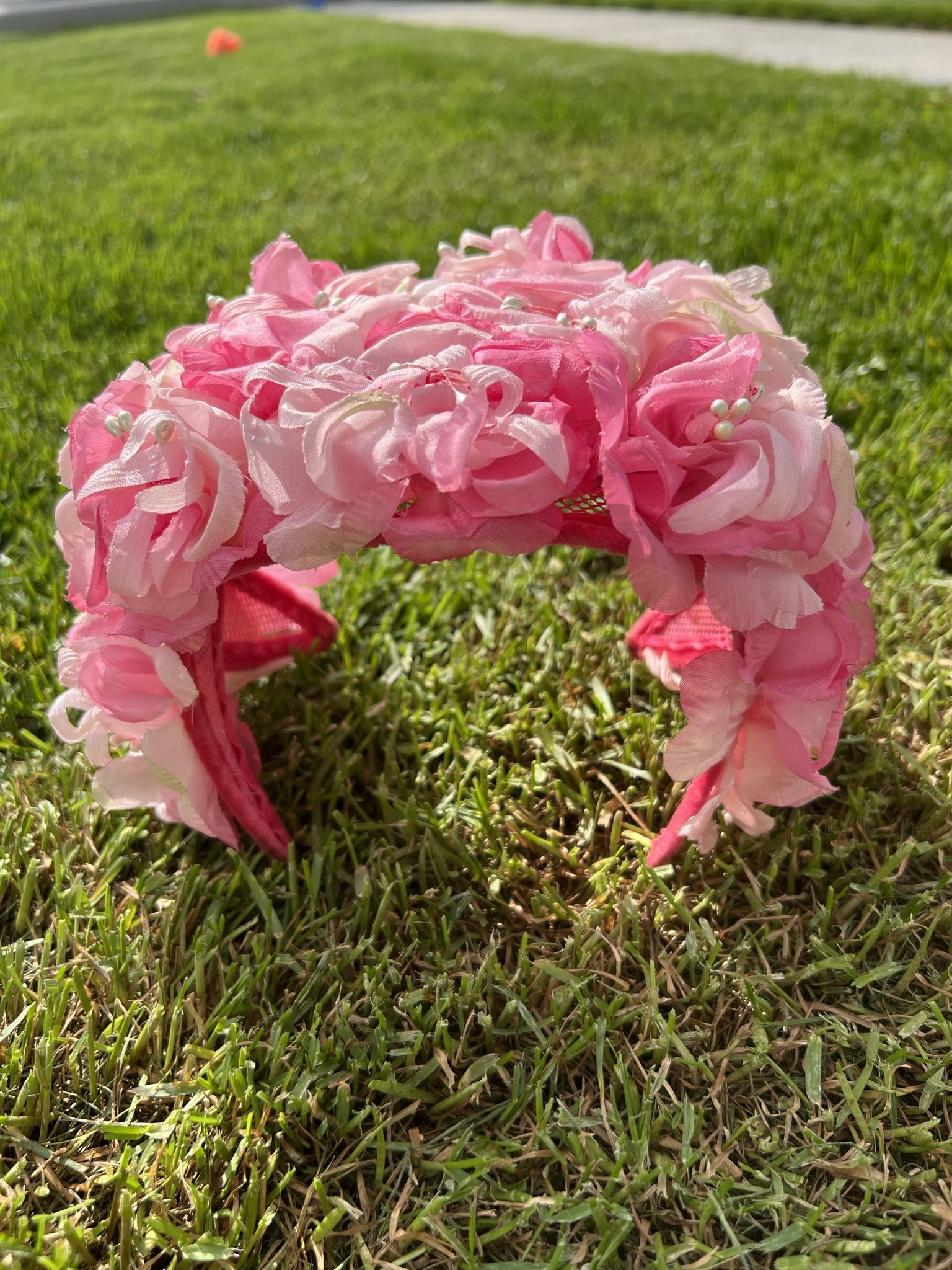 Vintage Spring Easter Hat With Pink Flowers 