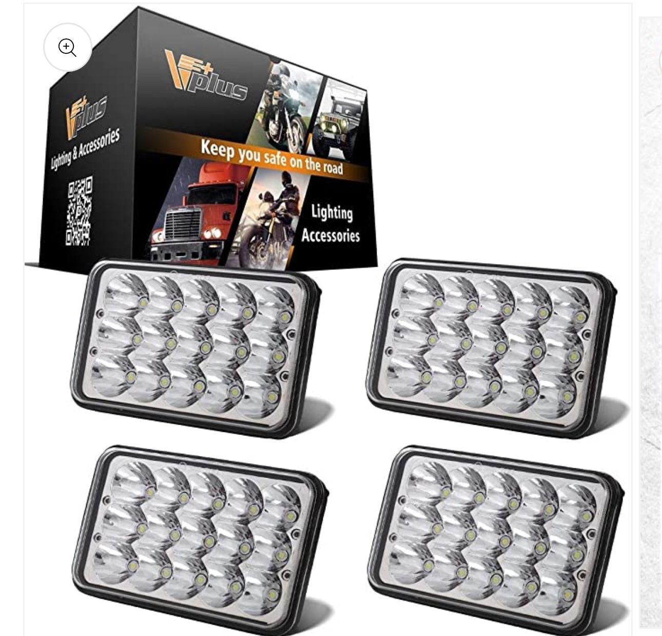Partsam 4PCS 4x6 LED Headlights Sealed Beam 6x4 Conversion Kit H4651 H4666 H4656 Compatible with Kenworth KW 900/Peterbilt 379/Truck/K10 K20 Van RV Ca