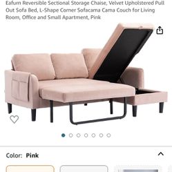 Velvet Upholstered Pull Out Sofa Bed