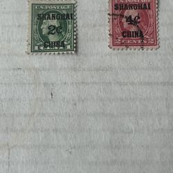 United States Shanghai China Pair K1-2 Pair Of Stamps Used