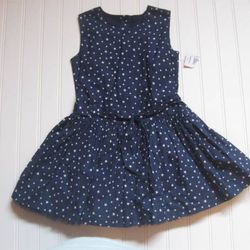 NWT Matalan Toddler Girl 2T-3T Navy Blue Stars Dress Tulle Lined Skirt