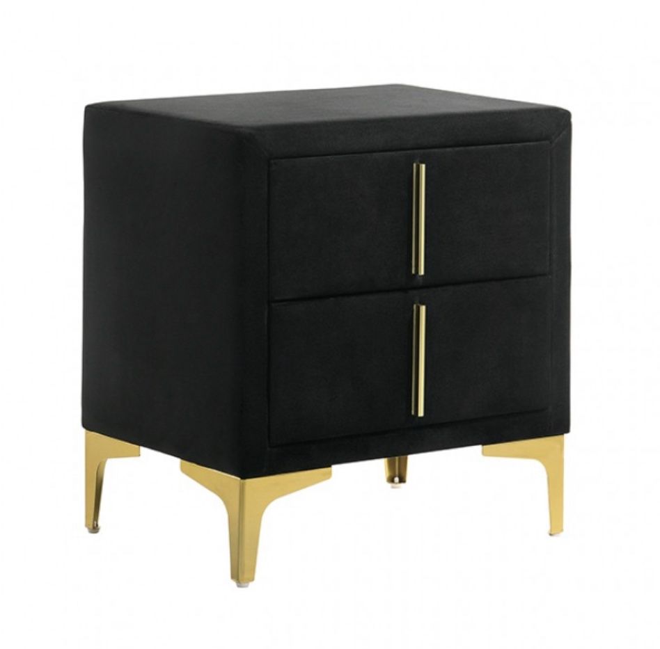 Black Velvet Nightstand And Gold Brand New In Box Firm Price $160 Matching Bed Frame Available