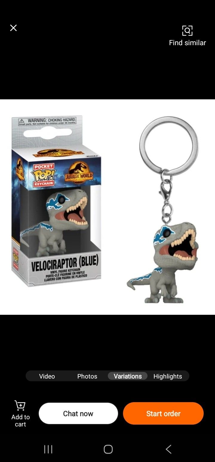New Funko Pop! Jurassic World Blue Velociraptor Keychain