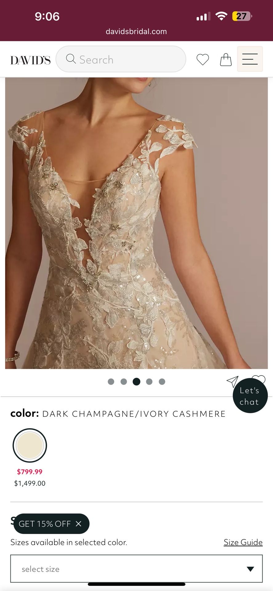 David’s Bridal Galina Illusion Drop Waist Size 22w