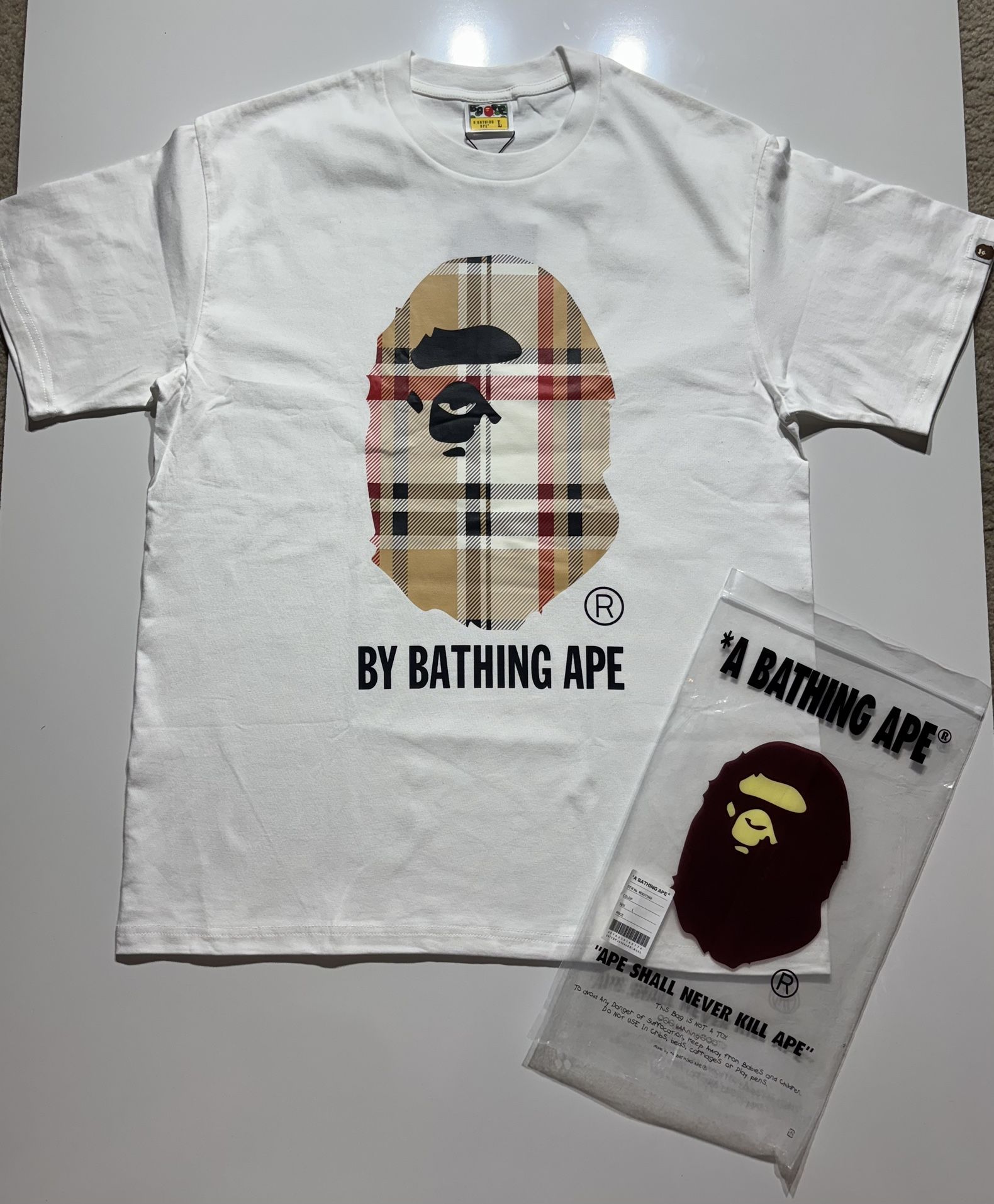 bape/burberry tee shirt 