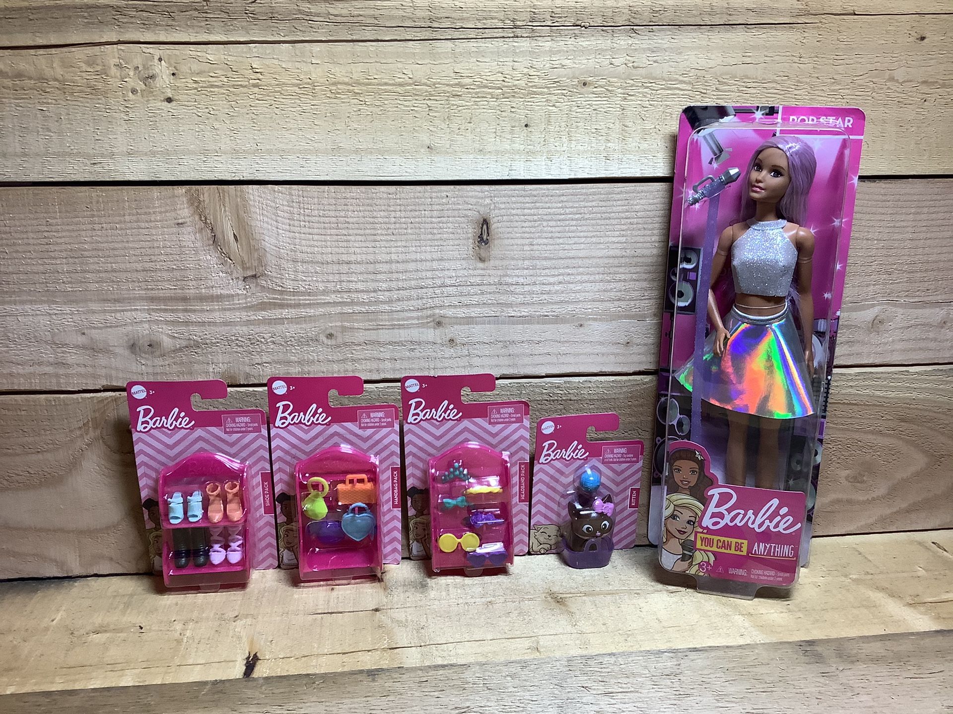 Barbie Mattel POP STAR Doll Singer w/ Microphone Pet & Accessories Handbag Headband Shoes Kitten Lot