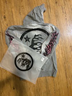 Hellstar Gray Hoodie with Pink Graphic size medium