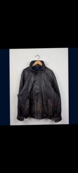 VINTAGE 1990s NAUTICA SOFT BLACK LEATHER JACKET SIZE LARGE / MEN'S 38