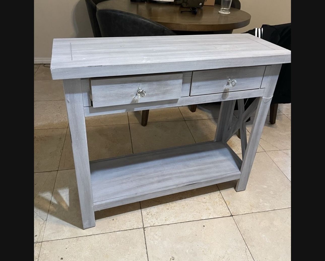 Console Table Gray With Two Drawers