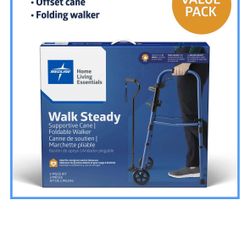 Medline Walker and Cane Combo