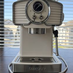 Sumsaty 20 Bar Espresso Machine with Milk Frother – Off-White ☕️