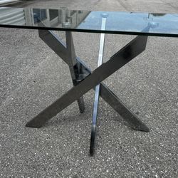 Modern Art Deco Style Chrome Base Glass Top Entry Side Console Table! Light scratches on glass top, overall good condition!  50x20x30in 