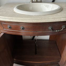 24ins Wood  Bathroom Cabinet with Ceramic Face Basin 