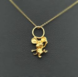 Jewelry 14k solid yellow gold mini cute mouse 🐭 Pendant charm