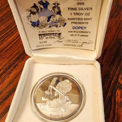 Disney's Snow White 50th Anniversary Dopey 1oz Silver Coin 