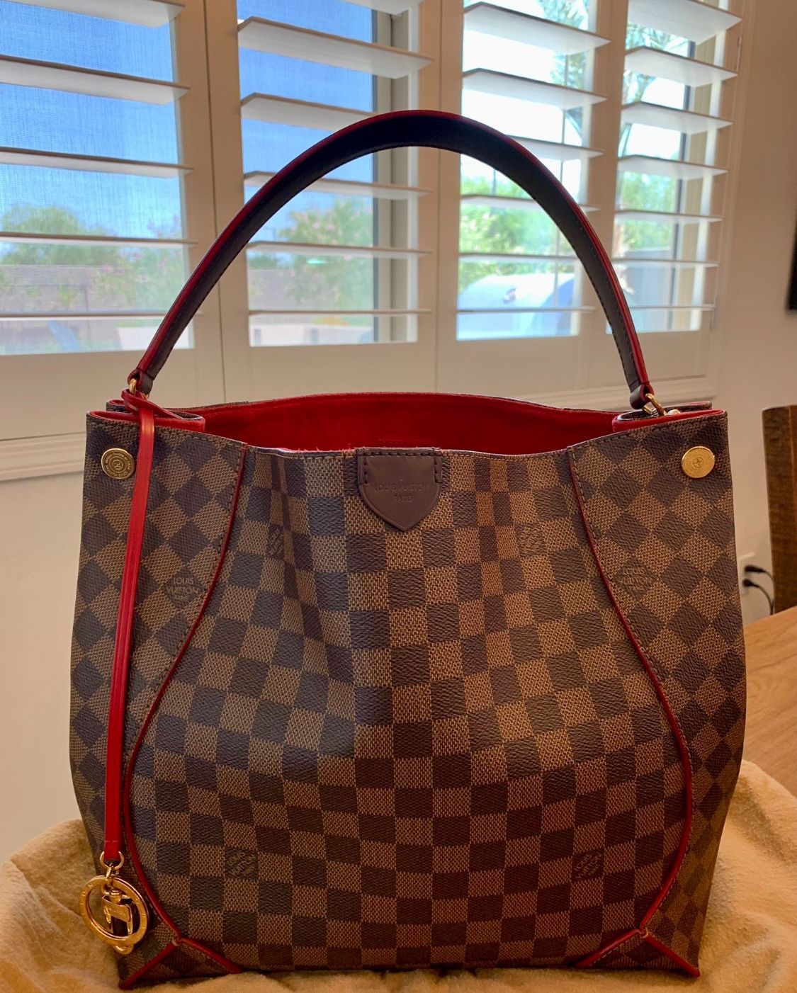 Louis Vuitton Damier Ebene Caissa Hobo Cherry - Like NEW - Authentic