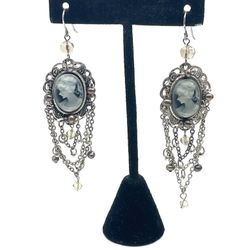 Vintage Cameo Chandelier Earrings 