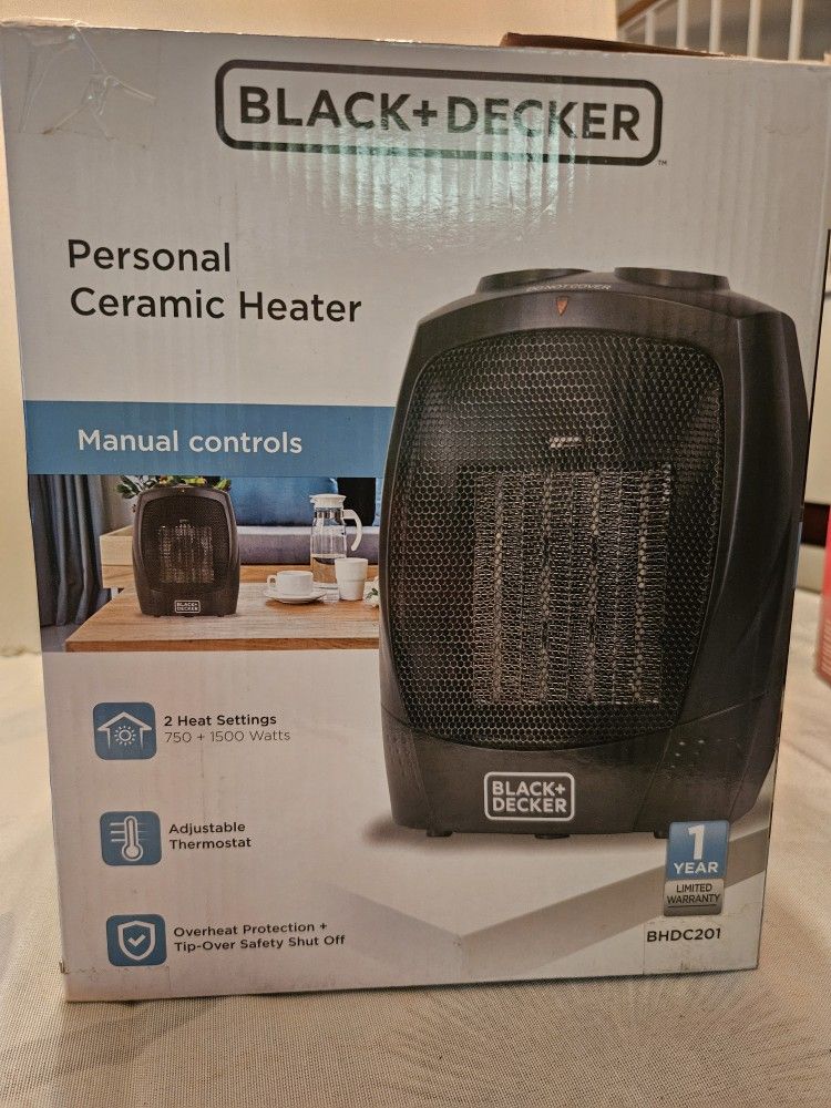 New. Personal Ceramic Heater ● Black + Decker