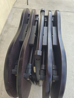 Dark Wood Folding TV Tray Tables Set