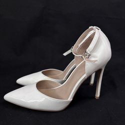 White Patent Leather Heels Size 8