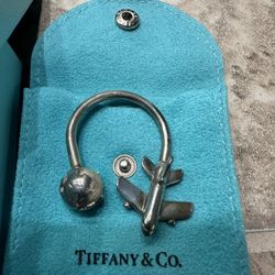 Tiffany & Co Airplane And Globe Key Ring