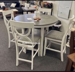 6-pc dining table set light Gray & white