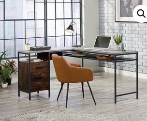 Sauder Market Commons® Metal & Wood L-Shaped Home Office Desk