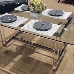 72” Glass Acrylic Dining Table Brand New In Box