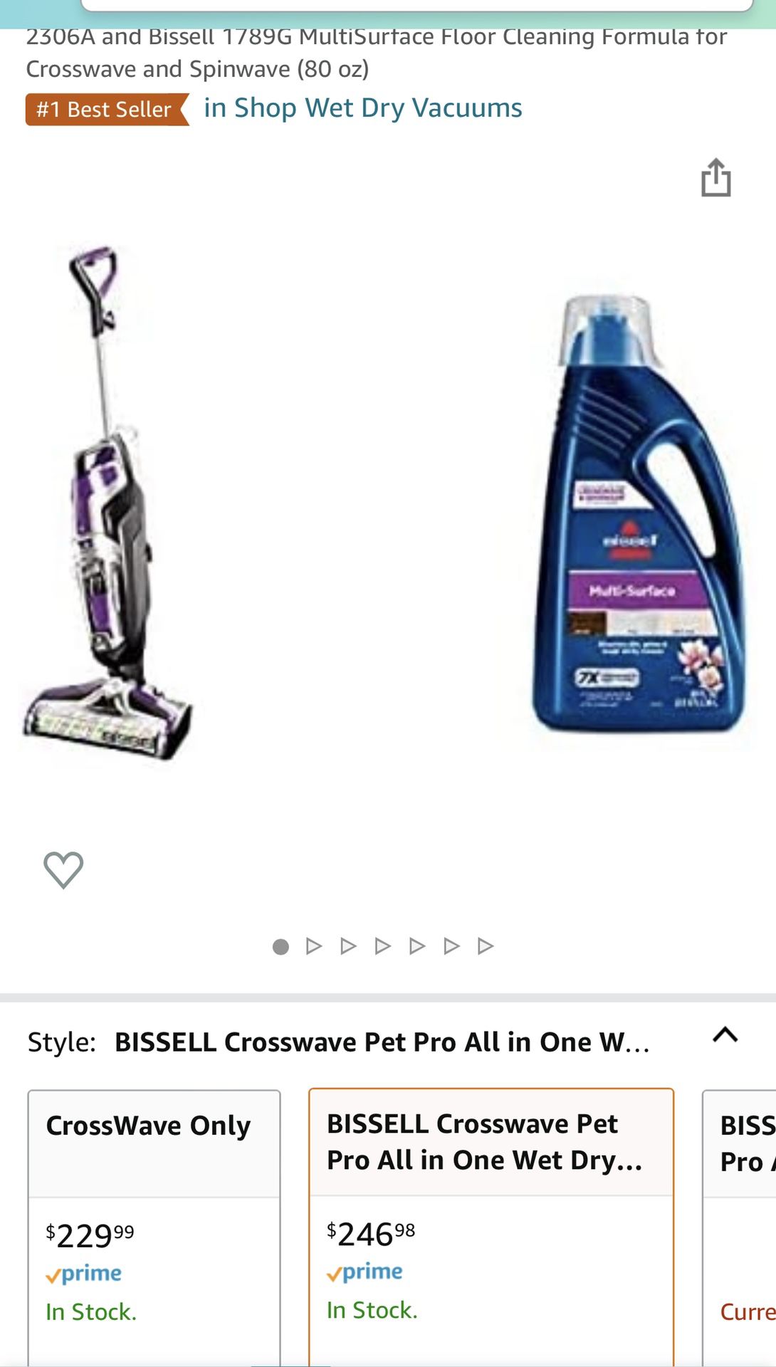 Bissell Crosswave Pet Pro All in One Wet Dry Vacuum Cleaner