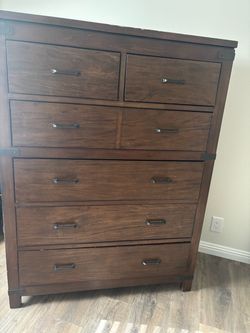 Dark Brown Wood Chest of Drawers