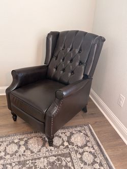 Noble House Tufted Wingback Recliner – Dark Brown – Excellent Condition