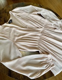 Long Dress With Slit And Sheer Sleeves Dusty Pink Beige Color Porterville