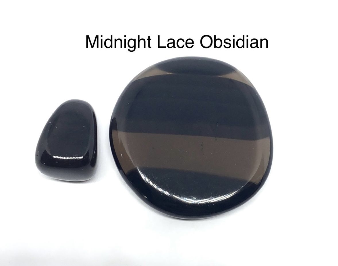 Midnight Lace Obsidian Worry & Tumbled Stone Set from Russia 23.8g Total