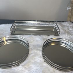 Mirrored And Chrome Bathroom Or Living Room Set 