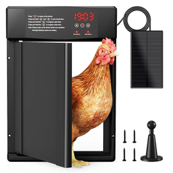 Automatic Chicken Coop Door Solar Powered, 15.15" H x 10.62" W, with Timer, Light Sensor & LED Display