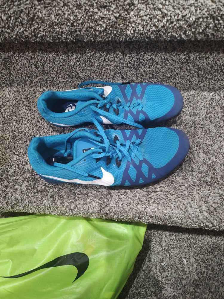 Blue Track Shoes And Blue And Green Pair (Green Bag Included)