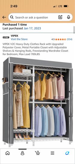 Heavy Duty Clothes Rack with Upgraded Polyester Cover, Metal Portable Closet with Adjustable Shelves & Hanging Rods, Freestanding Wardrobe Closet for 