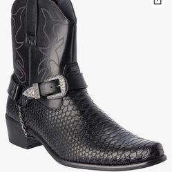 Mens Faux Leather Cowboy Western Boots