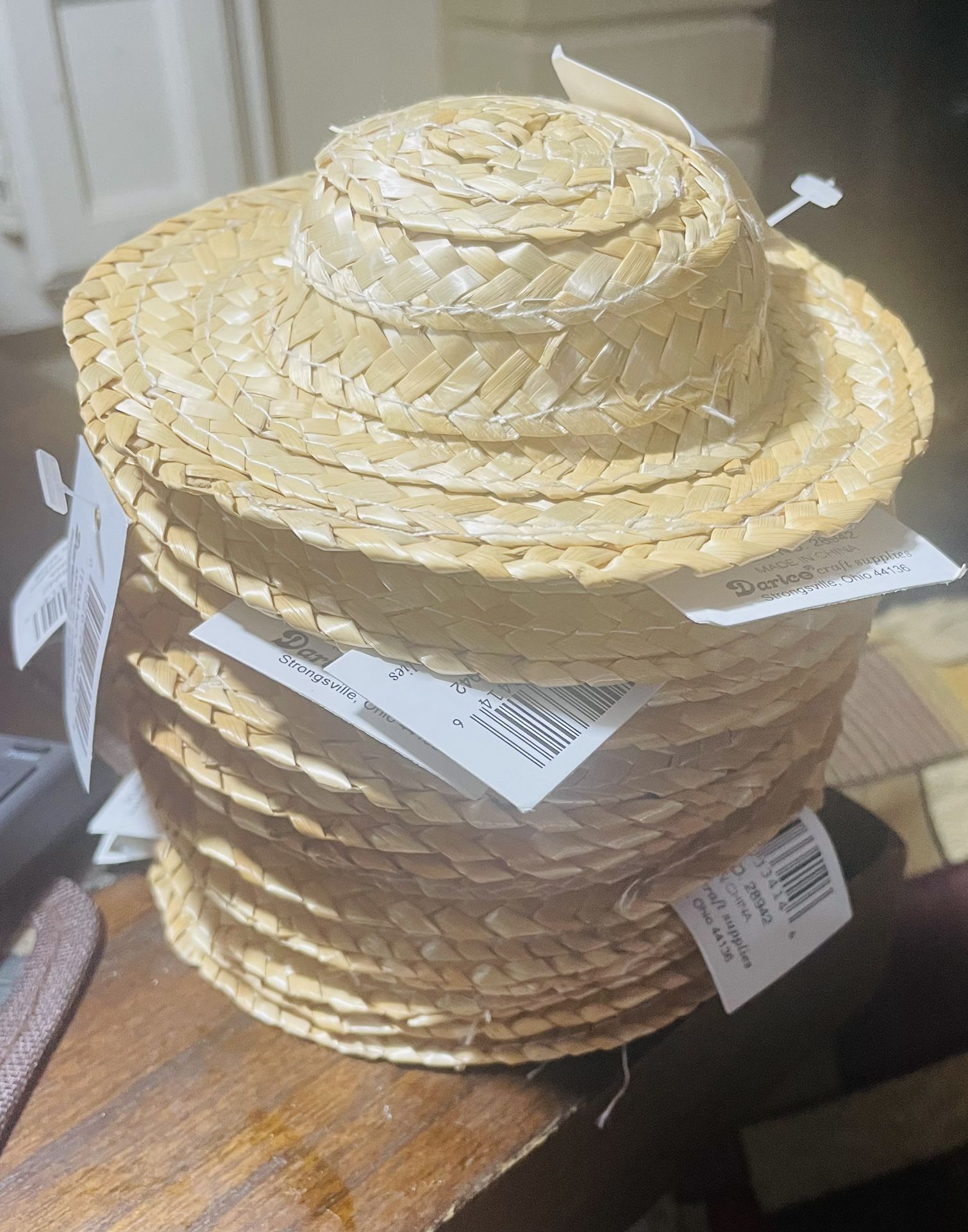 Stack Of 13 Straw Hats New
