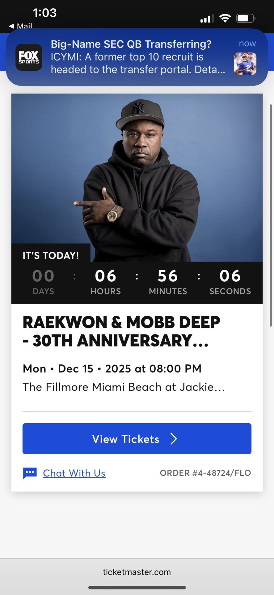 VIP Tickets For Tonight Mobb Deep