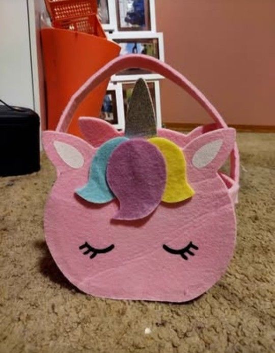 Cute Unicorn Felt Tote/ Basket – Great for Kids! ✨🌈
