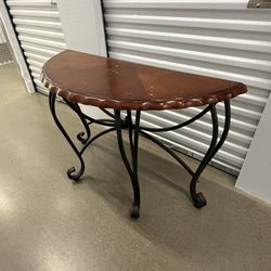 Wood Table With Metal Base